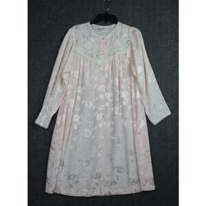 Vintage 1970s Sara Beth Womens S Long Sleeve Knee Length Satin Nightgown Pink